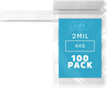 4"x6" Zip Bags, 100 Pack, 2 Mil, Reclosable, for Storage, GPI