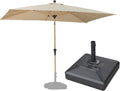 6.5' x 10' Outdoor Umbrella with Base Patio Umbrella Rectangular Outdoor Table Umbrella with Push Button Tilt & Crank