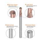 uxcell Ball Nose End Mills CNC Router Bits 2mm Radius Solid Carbide TiSin