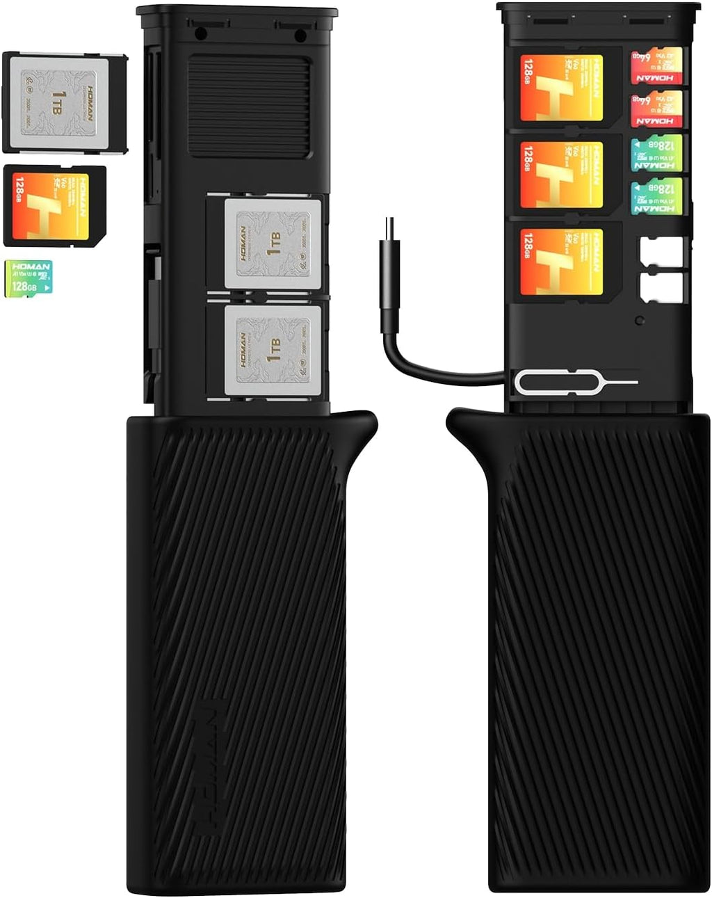 CFexpress Type B & SD Card Reader,USB3.2 Gen 2 10Gbps,Triple-Slot Simultaneous Read Universal CF Card Reader (SD &