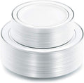 102 Pcs Silver Plastic Plates, Premium Silver Disposable Plates