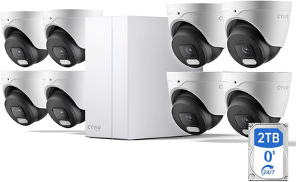 4K PoE Turret Camera System, Metal Housing, 2TB HDD NVR, 8-Cam Kit