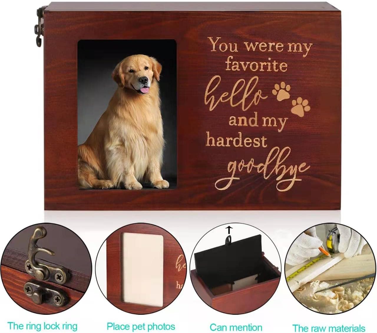 Pet Memorial Urns for Dogs or Cats Ashes with Photo Frame