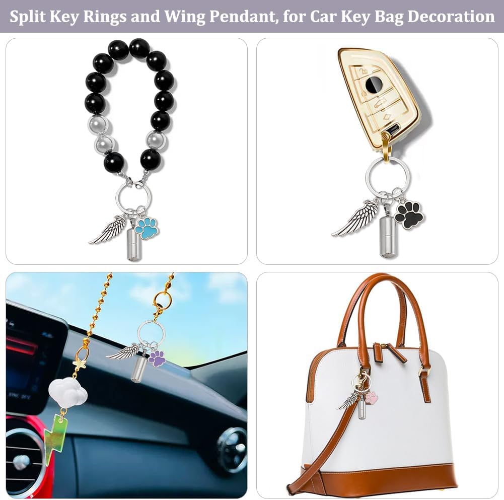 4 Pcs 4 Colors Pet Ashes Key Chain, Pet Memorial Keychain Dog Cat Cremation Keychain Alloy Pet Ashes Keepsake Pet