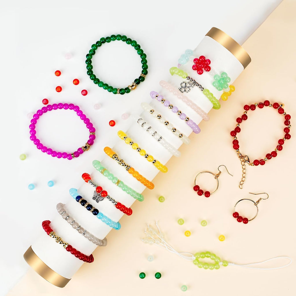 6mm Glass Beads Bracelet Making Kit 1400pcs, 24 Colors Crystal Beads for Jewelry Making Round Beads DIY Crafts with