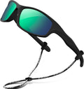 Kids Sunglasses Polarized UV400 TPE with Strap for Boys Girls RBK037 | Flexible rubber frame with UV protection and