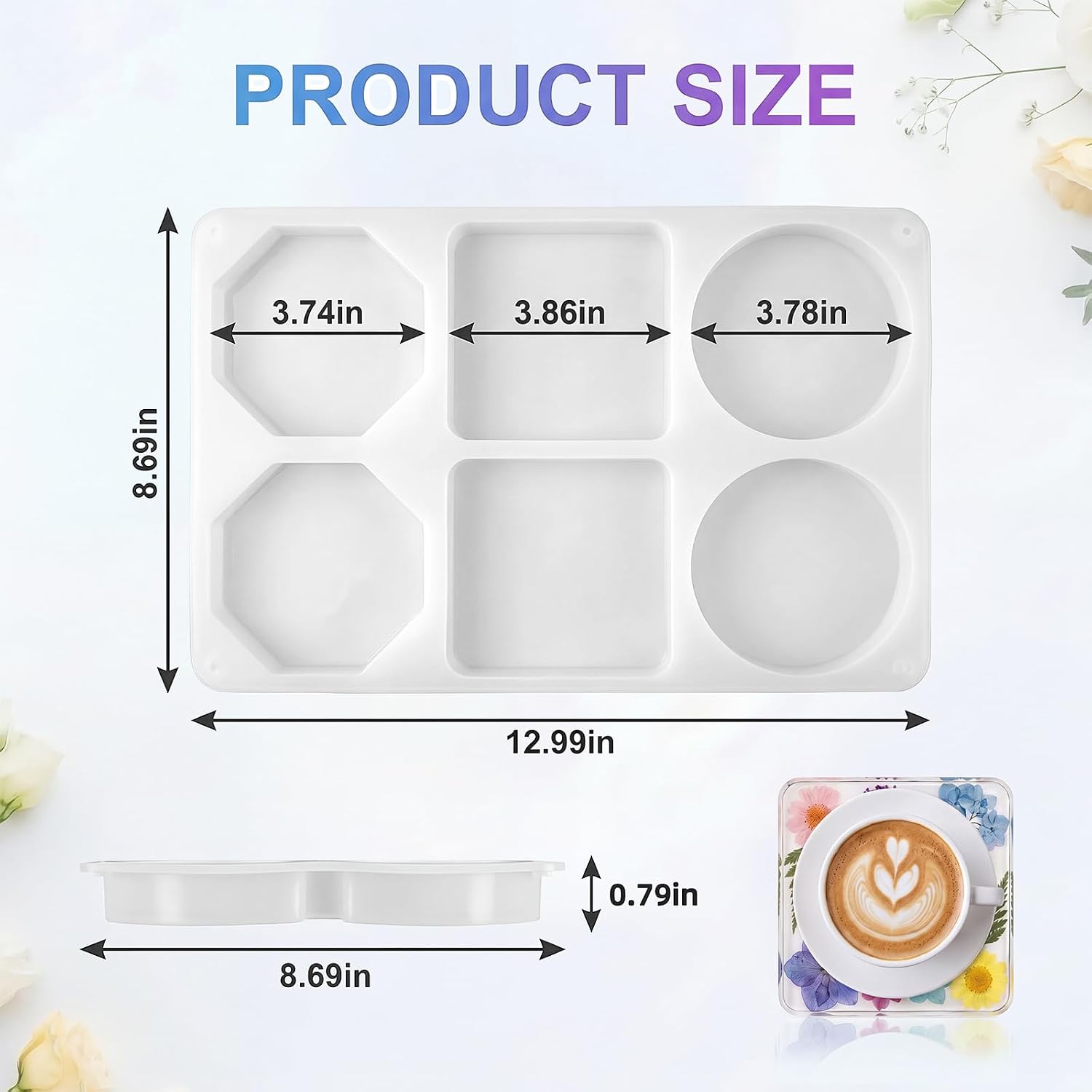 Deep Coaster Silicone Molds for Epoxy Resin, 4 Inches Resin Molds | 6 Cavity Resin Coaster Molds, Easy Demold