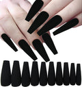 120pc Black Press on Nails Long Fake Nails-Coffin Glue on Nails Press ons