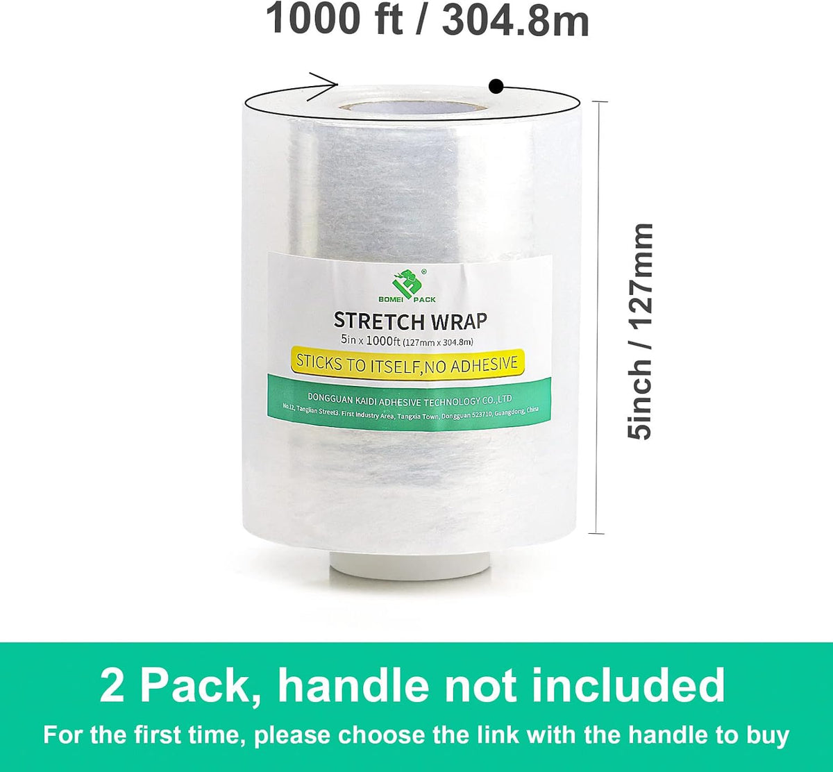 Plastics Industrial Mini Stretch Wrap Film Replacement 5" x 1000ft Roll, 80 Gauge for Moving, Packing Wrap Industrial