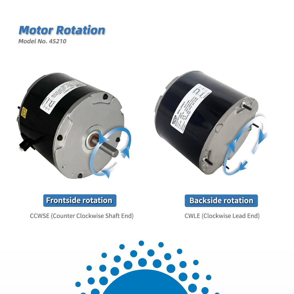 45210 Condenser Fan Motor 1/5 HP Replaces Carrier HC37GE210 Genteq 3S003 | Compatible with GE 5KCP39GFY917S