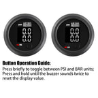 Air Pressure Gauge Dual Digital Display 0-232PSI (16BAR) White LED