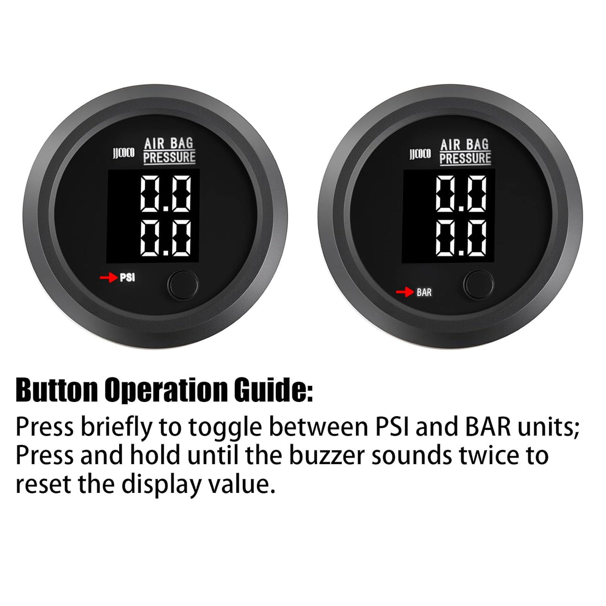 Air Pressure Gauge Dual Digital Display 0-232PSI (16BAR) White LED