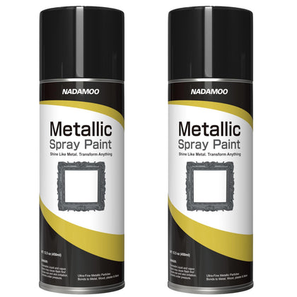 Metallic Spray Paint, Metallic Black- Fast-Drying Finish for DIY Crafts, Models, Furnitures & Home Decor, Covers