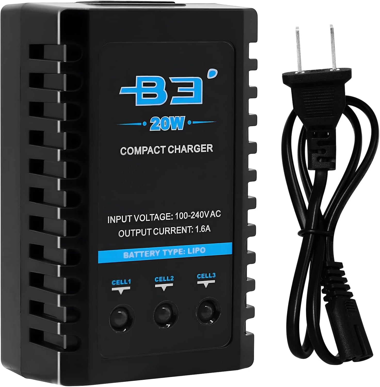 B3 Lipo Battery Charger - 2S 3S RC Balance Chargers AC 7.4-11.1V 20W 1.6A with XH3P XH4P Plug for RC Car Batteries