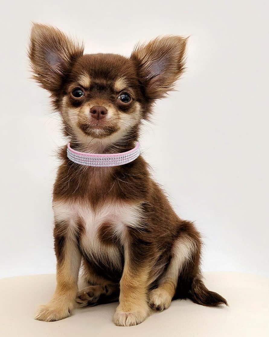 Basic Adjustable Dog Cat Collar Bling Rhinestones Shing Diamonds PU Leather with Rhinestones Buckle (S(Length