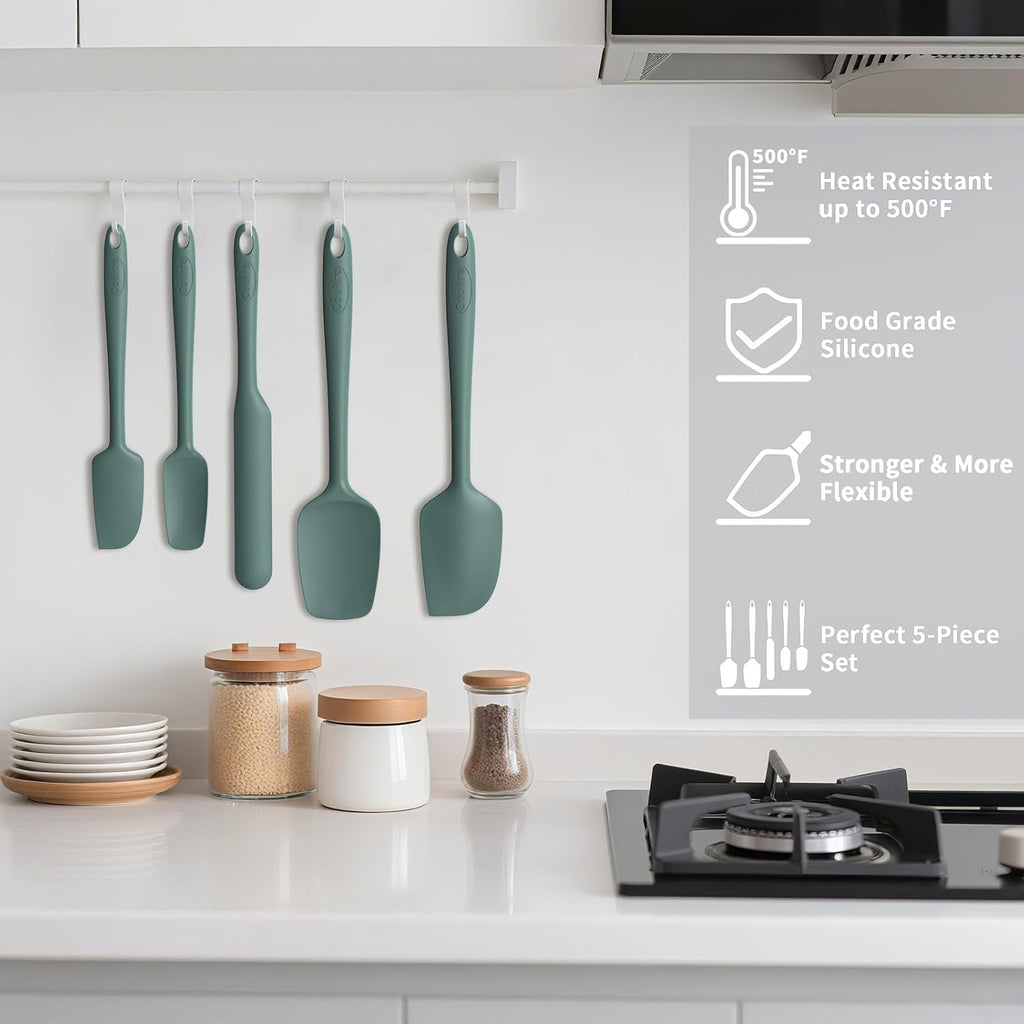 Silicone Spatula Set of 5,High Temperature Resistant, Food Grade Silicone, Dishwasher Safe, for Baking, Cooking (Pure