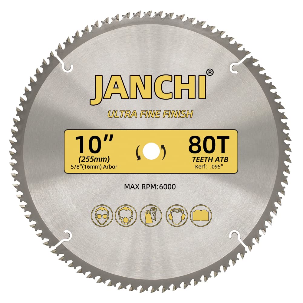 3-Pack Combo 10-Inch 32T & 60T & 80T Woodworking Saw Blades with 5/8" Arbor, .095" Thin Kerf Alternating Top Bevel