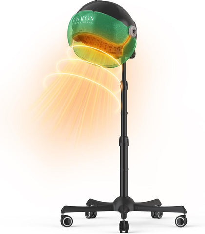 Professional Ionic Hooded 1875W Hair Dryer with 3 Temperature Settings, Transparent Glitter Visor, Side Switch