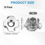 M METERXITY 10-Pack M6x8.7mm T-nut, 4-Pronged Tee Nut Threaded Insert