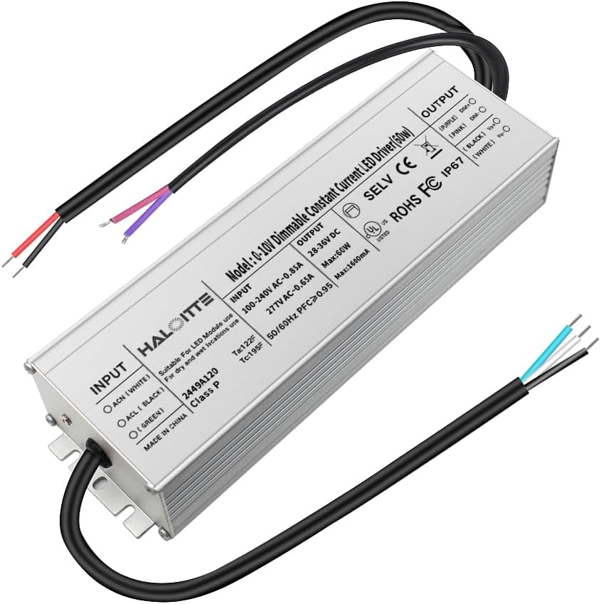 UL Listed 60W Constant Current LED Driver Adjustable, 1PK