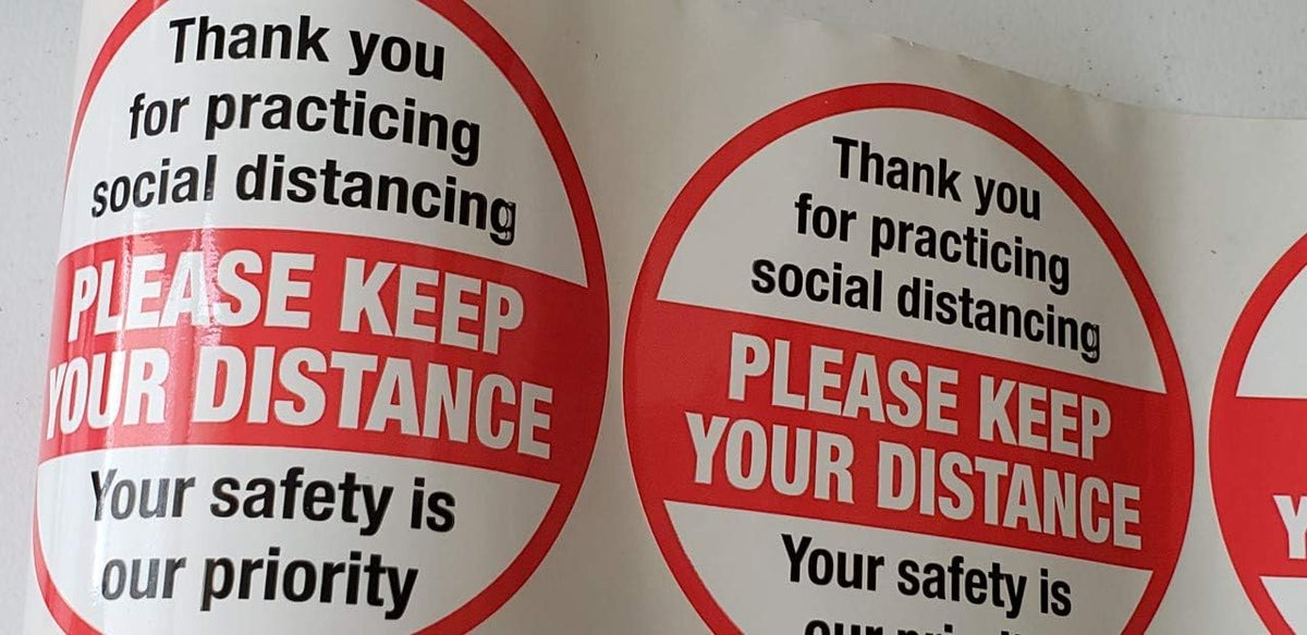 Social Distance Safety Tapes Signs, Please Keep Your Distance, 6" Circle 50 X ROLL, Pack of 1 ROLL