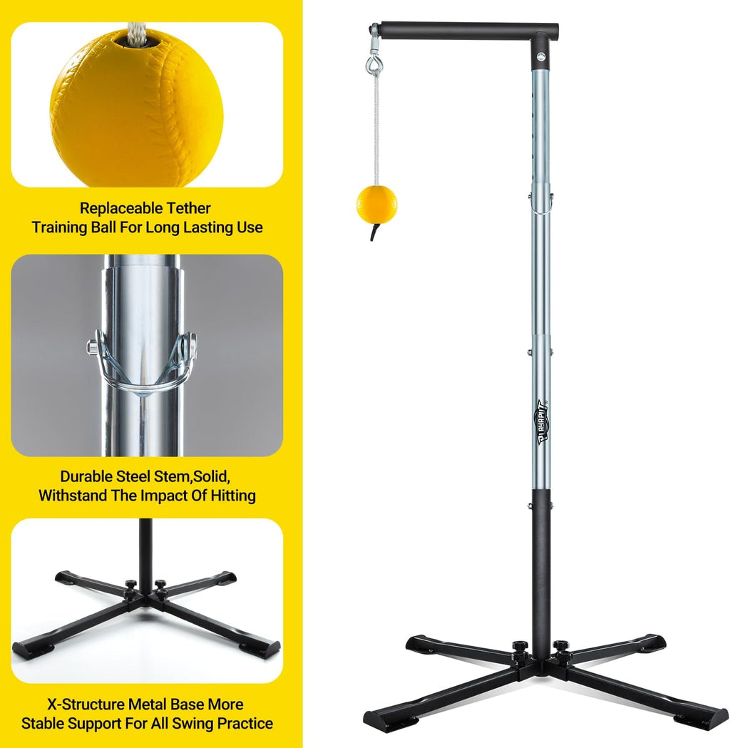Baseball Softball Batting Tee with Tethered Ball | Auto Reset Baseball Swing Trainner,Softball Hitting