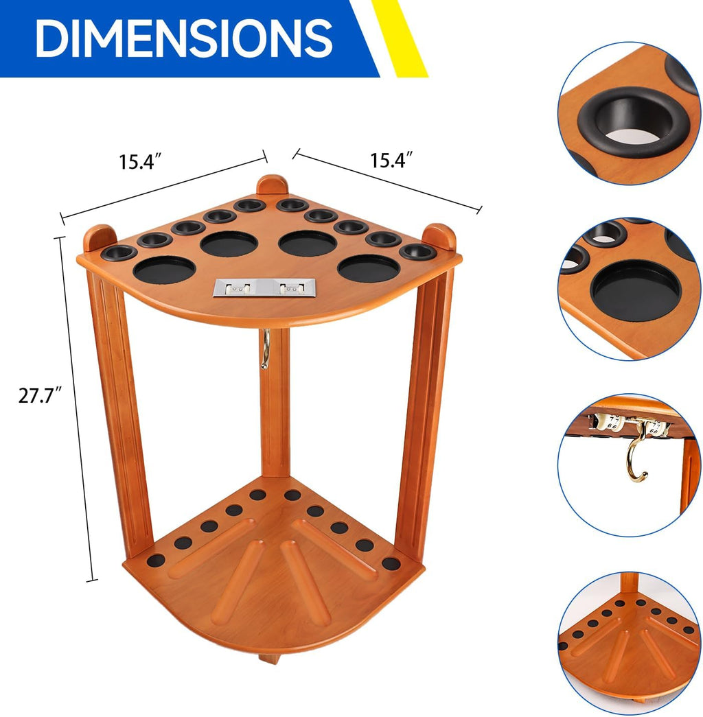 GSE Corner-Style Floor Stand Billiard Pool Cue Racks with Score Counters | Holds Pool Cue Sticks, Full Set of Balls