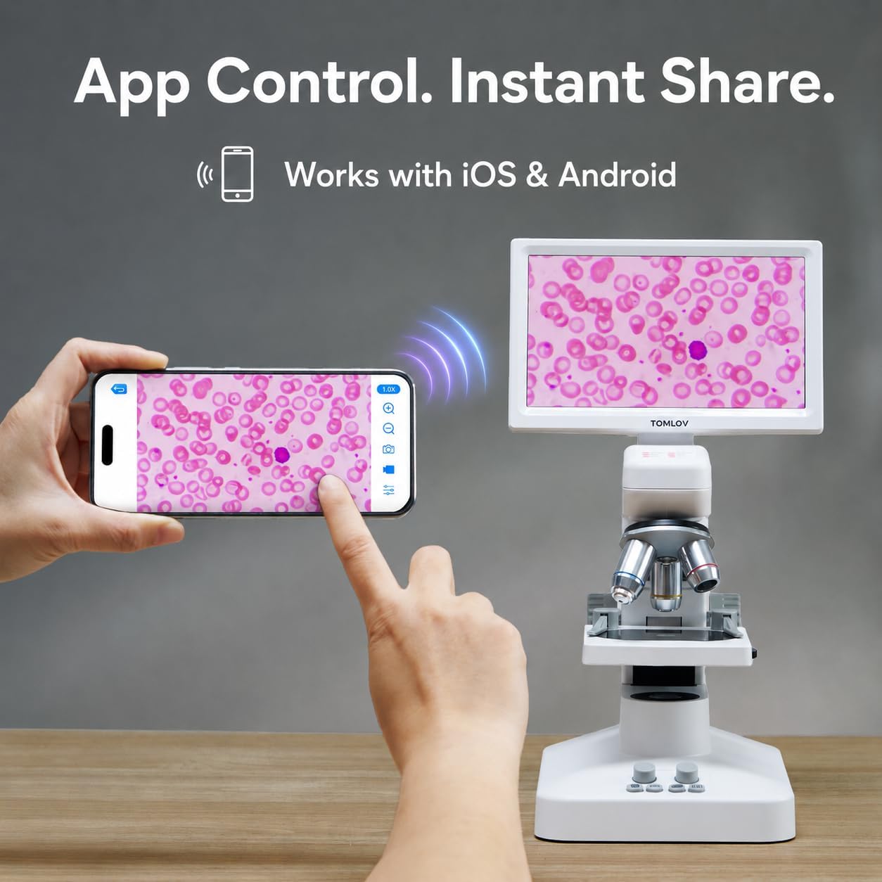 DM301 Pro Microscope for Kids Adults Students, 7" Screen Science Kit | TV/PC View, Camera & Video, Wireless APP