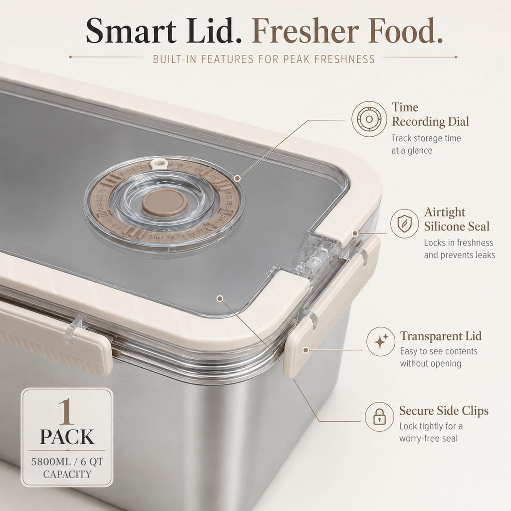 Large Sourdough Proofing Box, 5800ML 304 Stainless Steel Bread Box for Dough Fermentation & Meat Marinating, with
