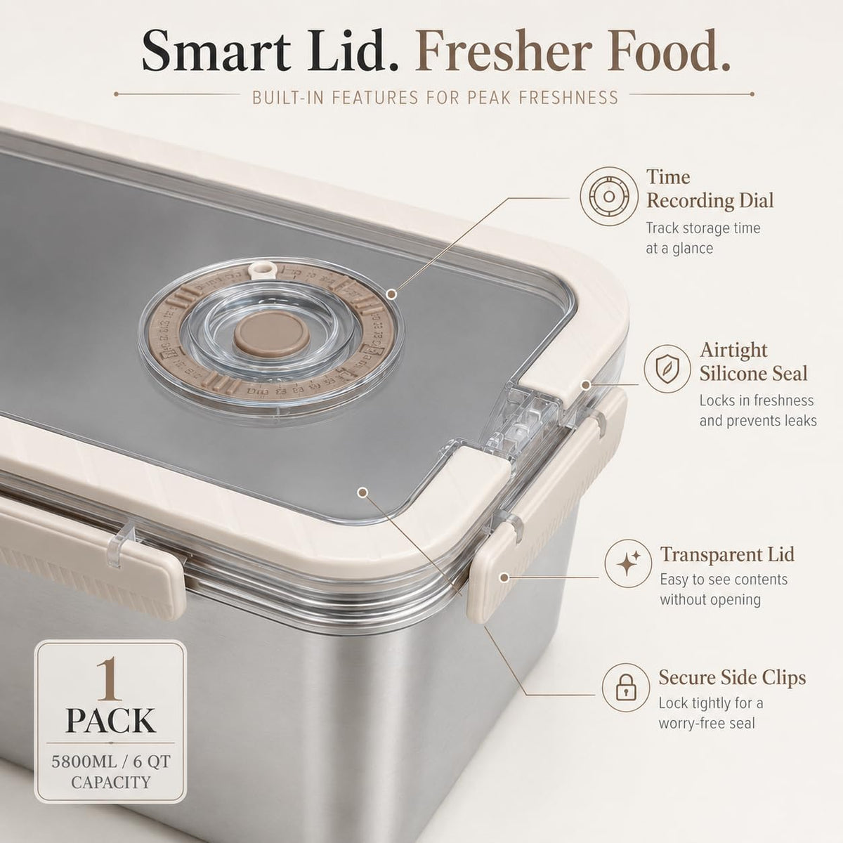 Large Sourdough Proofing Box, 5800ML 304 Stainless Steel Bread Box for Dough Fermentation & Meat Marinating, with
