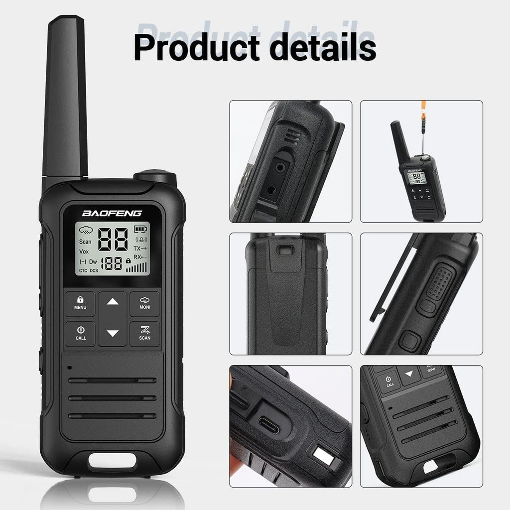 Walkie Talkies Long Range for Adult, 4Pack Rechargeable Baofeng Walkie Talkie F22 FRS Two Way Radio 1400mAh Li-ion