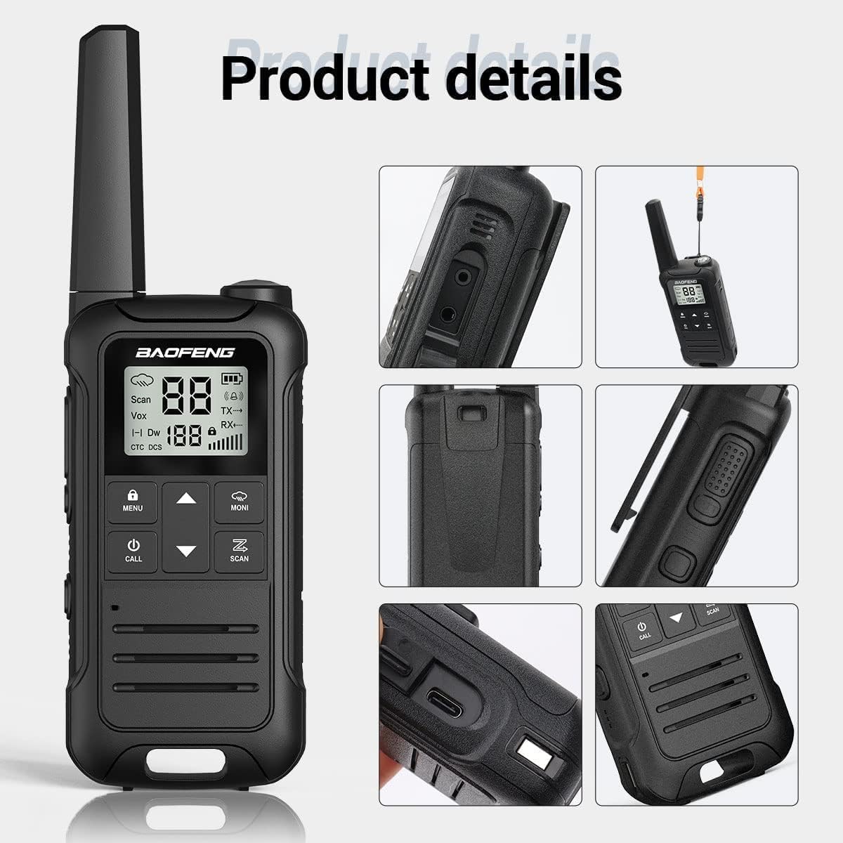 Walkie Talkies Long Range for Adult, 4Pack Rechargeable Baofeng Walkie Talkie F22 FRS Two Way Radio 1400mAh Li-ion