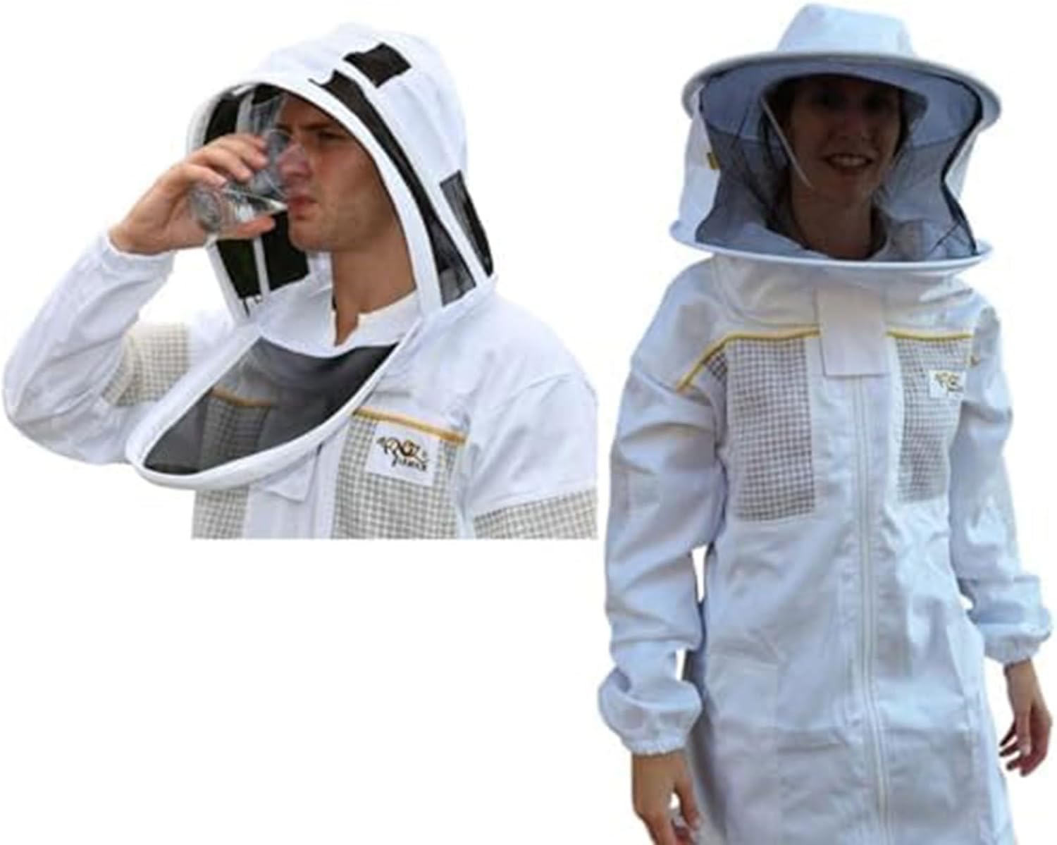 Beekeeping Suit Ventilated/Beekeeper Costume Kit with 2 Hoods Fencing/Folding & Round Brim Hat (3-XL)