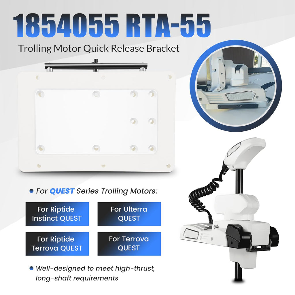 1854055 RTA-55 Quick Release Bracket for Quest Trolling Motors, White