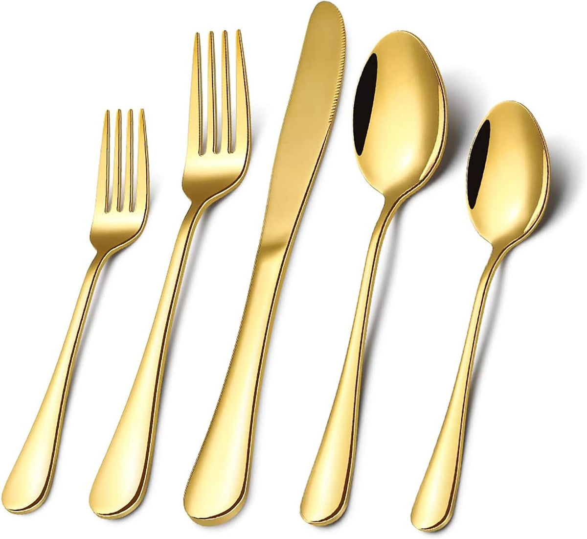 Gold Silverware Flatware Set for 8, 40 Piece Stainless Steel Cutlery Set With Titanium Golden Plated, Tableware