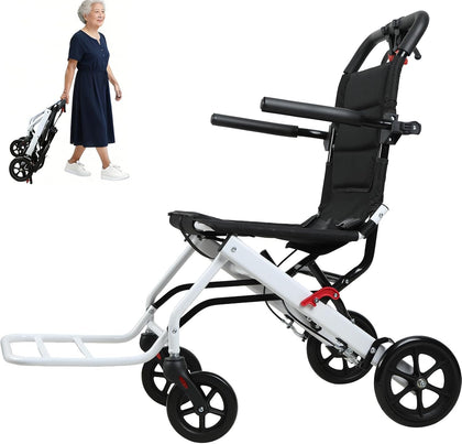 Wheelchairs for Adults, Transport Wheelchair Lightweight Foldable(18.5lbs), 18 Inch Wide-Seat Transport Chair