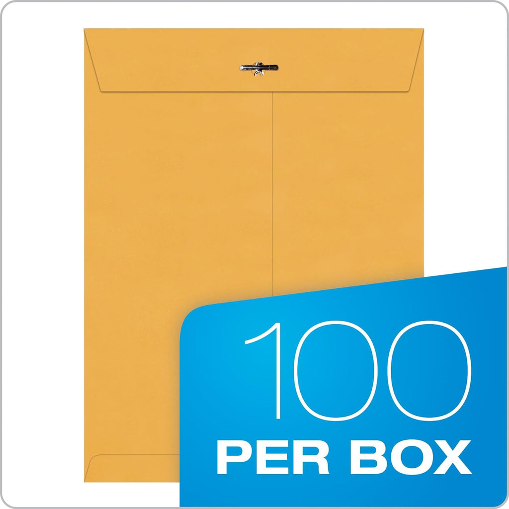 9 x 12 Clasp Envelopes with Deeply Gummed Flaps, Great for Filing, Storing or Mailing Documents, 28 lb Brown Kraft