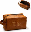 Custom Leather Toiletry Bag for Men Personalized Embroidered Dopp Kit Customize Name Travel Bag Gifts for Husband Dad