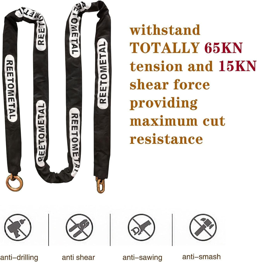 Heavy Duty Security Chain, 10FT x 3/8" Thick | Hardened Steel, Cut Proof, Anti-Theft Lock Chain