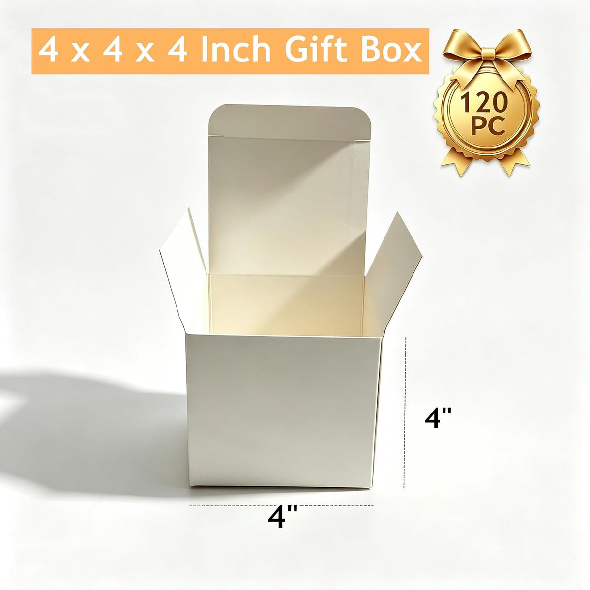 120 Pack Small Gift Boxes with Lids, 4x4x4 Inch White Kraft Paper Favor Boxes