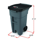 Brute Rollout Trash Can, Gray, 32-Gallon