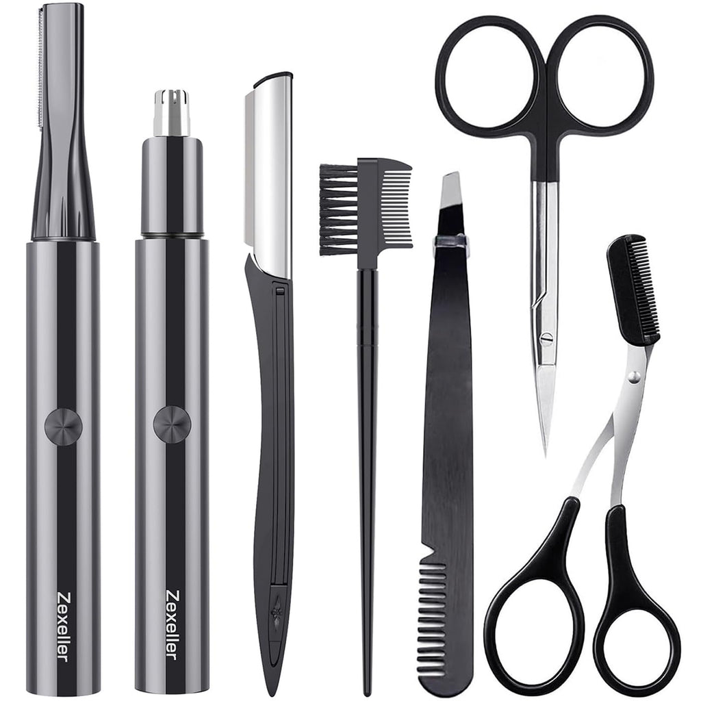 Electric Nose Hair Trimmer Eyebrow Trimmer for Men Women, 7-in-1 Painless Facial Grooming Kit, USB Rechargeable IPX7