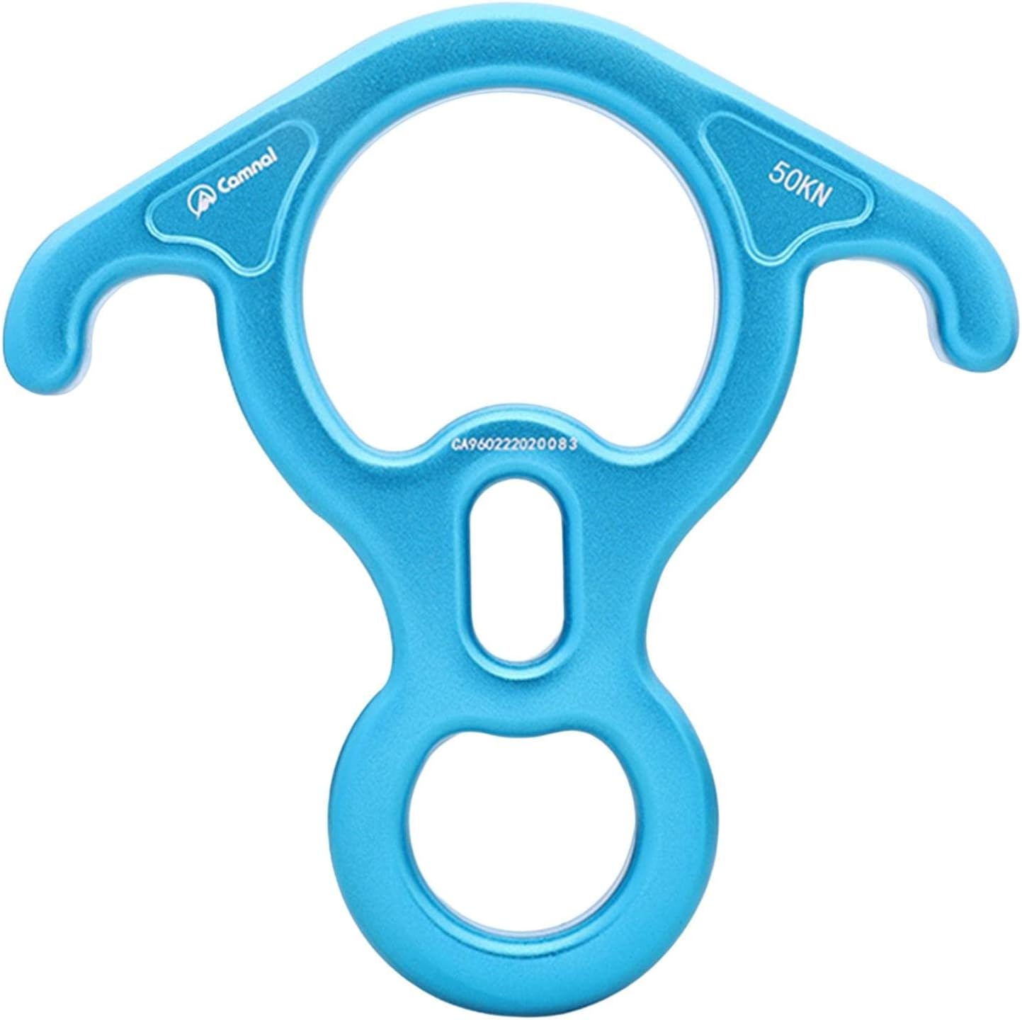 50kN Figure 8 Descender for Rescue Operations, Aluminum Alloy Belay Device with Bent Ears for Easy Locking, Blue (1