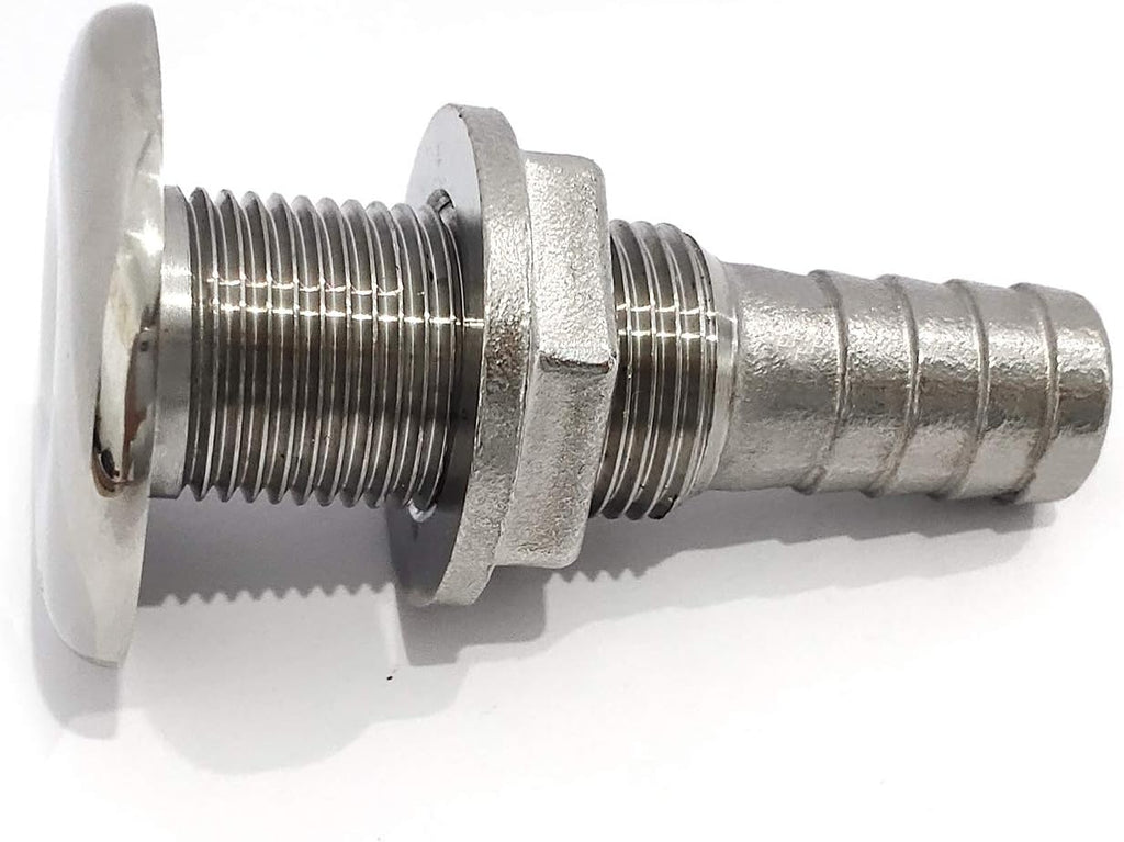 NRC&XRC Marine Grade Stainless Steel Barbed Short Straight Thru-Hull with Nut&Custom Gasket for Boat、RSV
