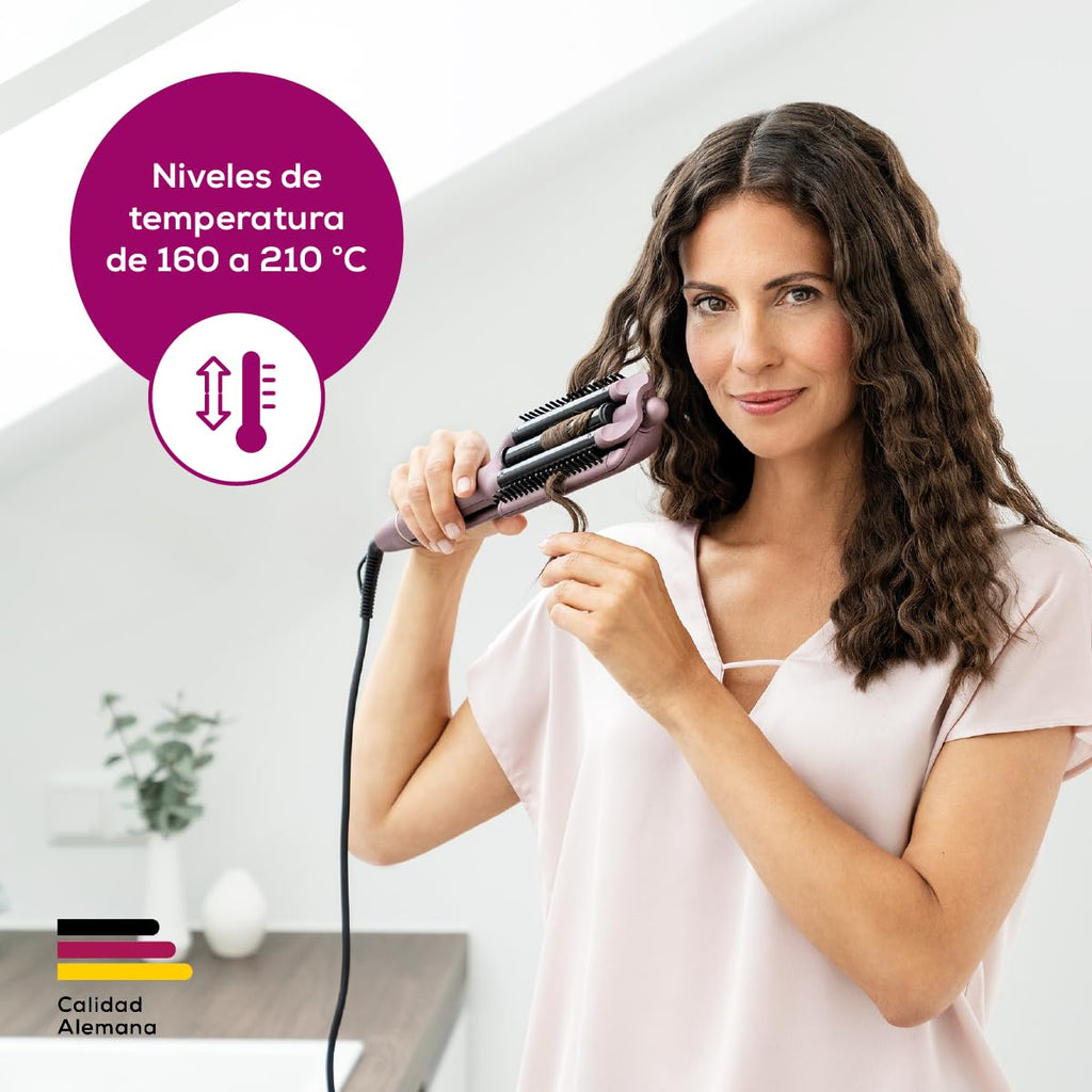HT65 4-in-1 Wave Styler, 3 Barrel Curling Iron and Crimper, Adjustable Deep Hair Waver Wand for Beach, Mermaid