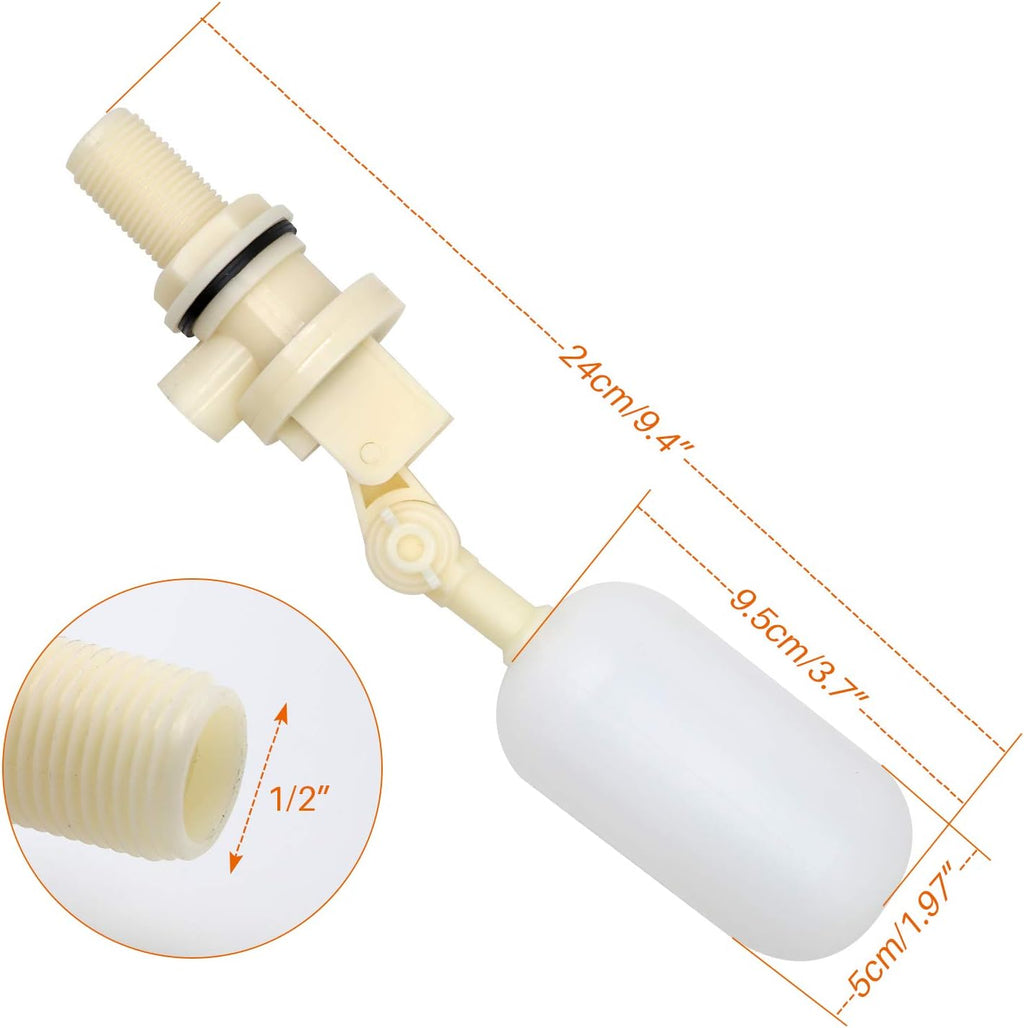 1/2 Inch Float Valve Kit Adjustable Arm Auto Water Level Control | PVC Float Ball Valve for Auto Fill For Water Tank