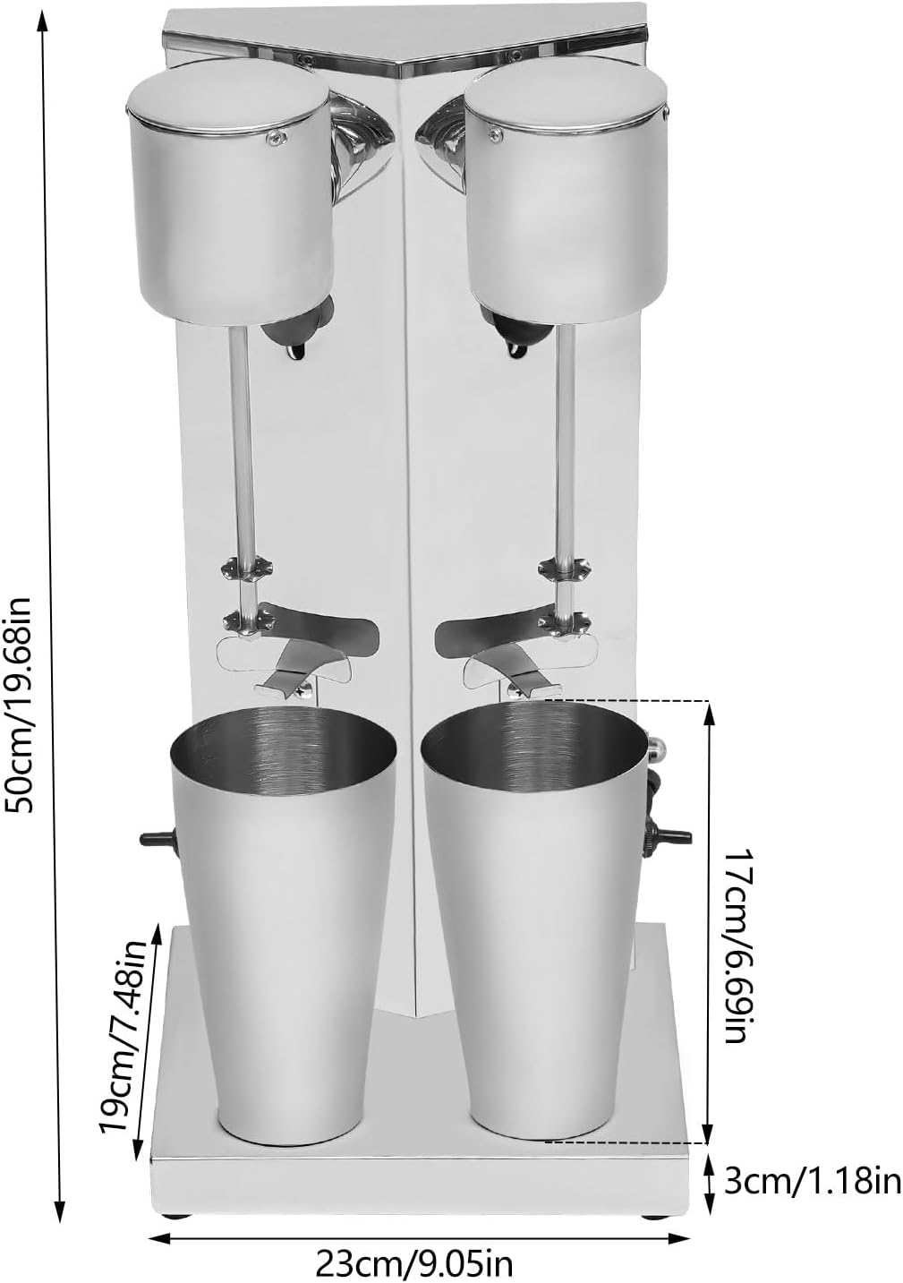110V 180W Double Head Milkshake Maker, Commercial Milk Shake Machines, 8K Finishing 800ML Stainless Steel 16000Rpm