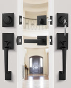Double Door Handle Set, Black Double Door Handleset with Dummy