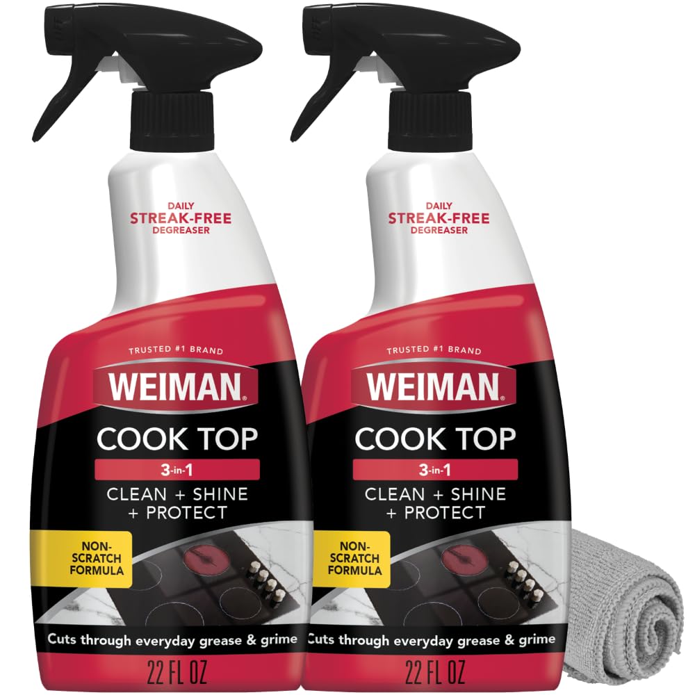 Daily Cooktop Cleaner & Degreaser, 2 Pack with Microfiber Cloth
