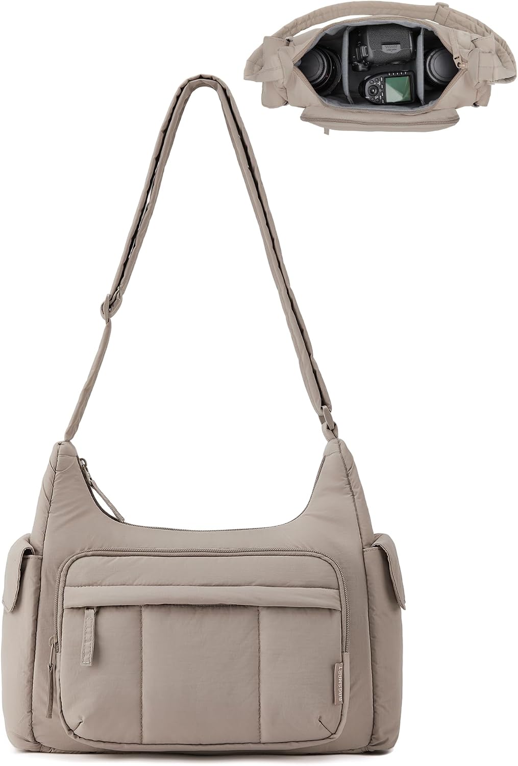 2 in 1 Puffy Camera Bag for Photographer Everyday Shoulder Bag | Camera Sling Bag with Pockets Crossbody Bag Digital